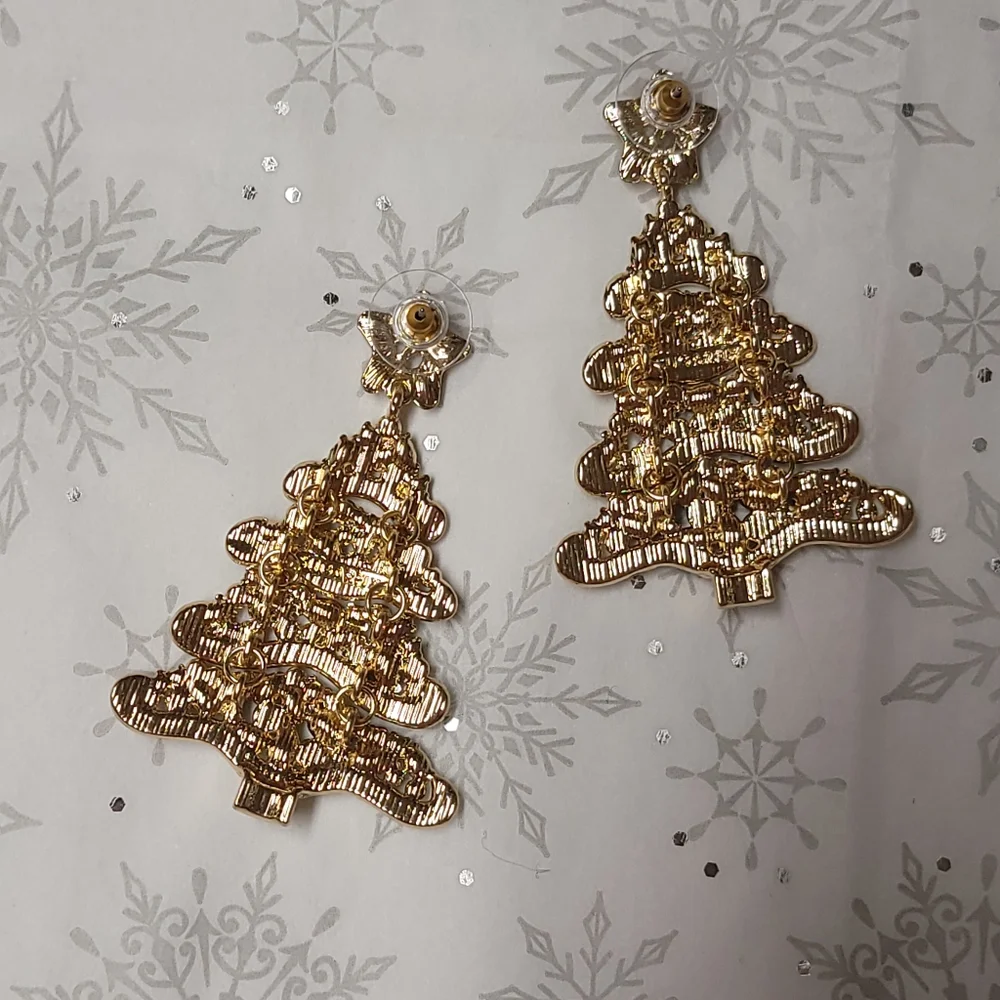 SUGARFIX by BaubleBar Pining For You Statement Earrings Pine Christmas Tree NWT